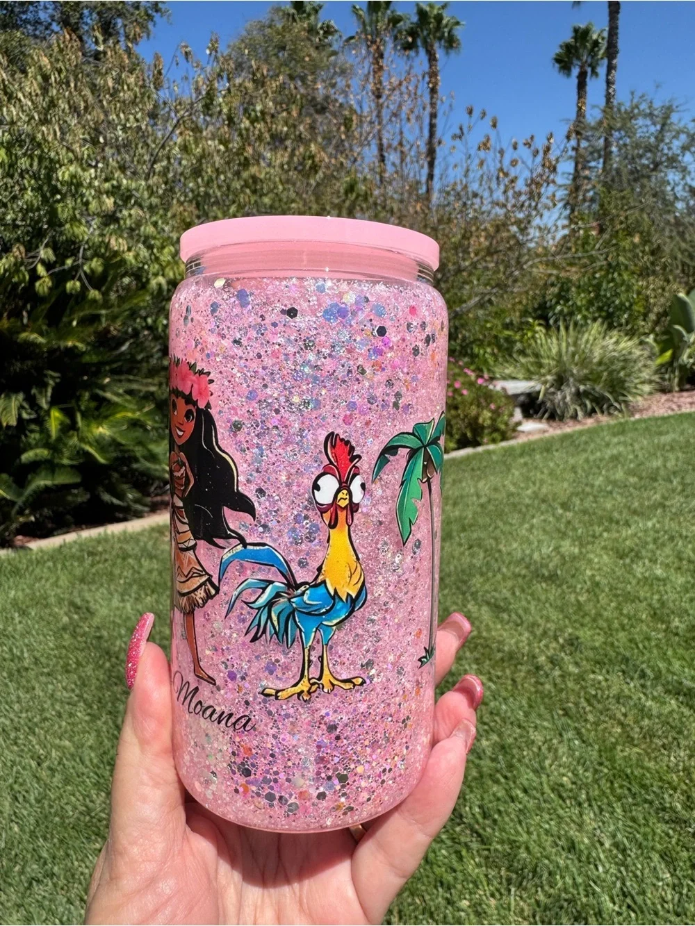 Moana Disney snow globe glass Tumble 16oz